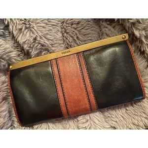 Fossil Black & Brown Clutch Wallet